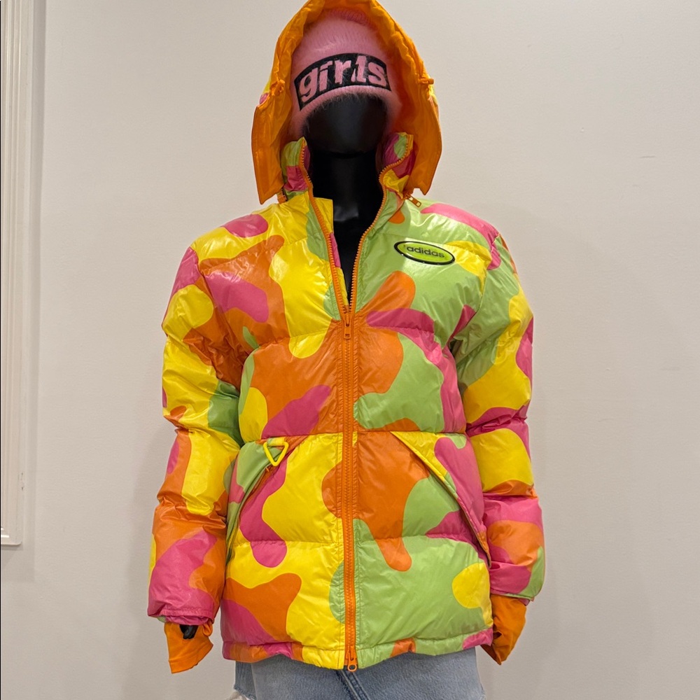 JEREMY SCOTT x ADIDAS Camo Camouflage Puffer Jacket Runway NEW XS Oversized